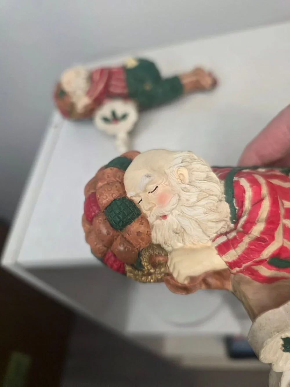 House of Lloyd Lot of Two Resin Sleeping Santa Stocking Holders Christmas